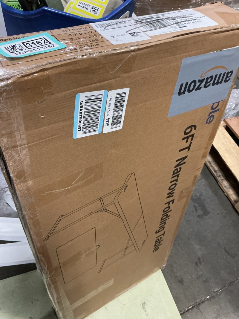 Condition photo showing New/Like New for Byliable Folding Table 6FT Narrow Portable Foldable Plastic Heavy Duty Long Table, Fold-in-Half with