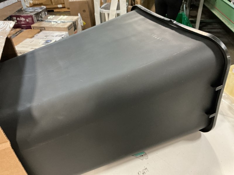 Condition photo showing Good Condition for Amazon Basics Rectangular Commercial Office Wastebasket, Easy to Clean, Space-Saving, 10 Gallon, Black Black 10 Gallon (Pack of 1)