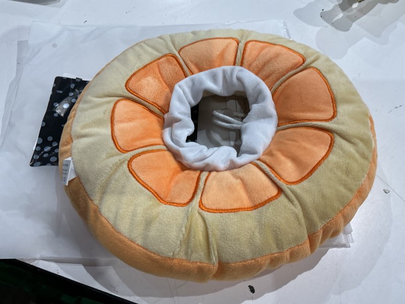 Condition photo showing As Is for anwa adjustable cat cone collar soft, cute cat donut collar after surgery, kitten recovery cones to stop licking large orange