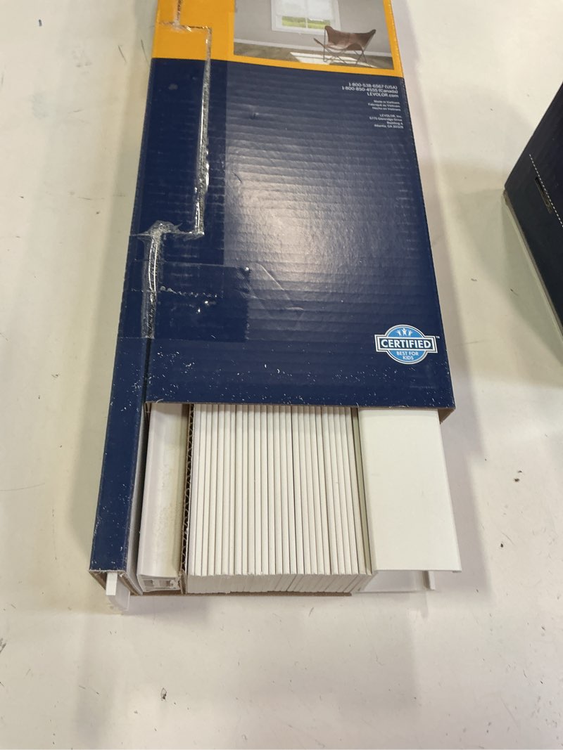 Condition photo showing Good Condition for LEVOLOR Custom Classic Value 18\" Cordless Faux Wood Blinds, White, 23 \" Width x 48\" Length  