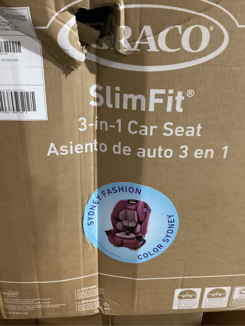 Condition photo showing New/Like New for graco slimfit 3-in-1 convertible car seat, ultra-space-saving design, sydney, suitable for rear and forward-facing, highback booster seat with 10-position headrest