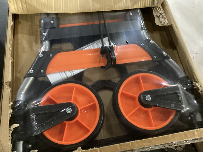 Condition photo showing New/Like New for teprovo dolly cart, 309 lb aluminum folding hand truck with swivel handle, heavy duty utility dolly foldable trolley with elastic cord, 7 inch wheels for moving, warehousing, shopping and more