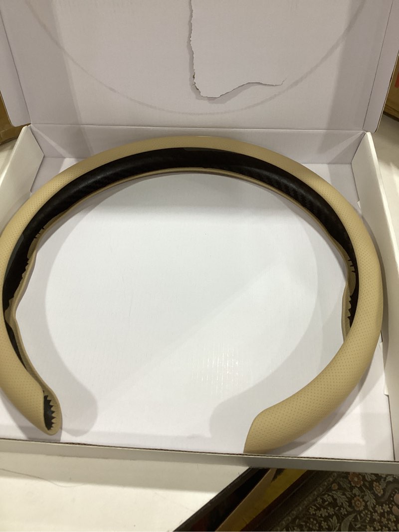 Condition photo showing Good Condition for frani nappa leather steering wheel cover,universal fit 15 inch-premium non-slip breathable comfort grip for cars trucks suvs,anti-slip durable interior upgrade light beige