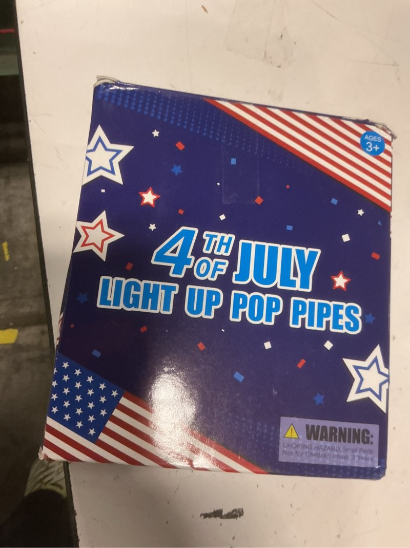 Condition photo showing New/Like New for 4th of july red white blue glow sticks party favors supplies 18 pcs,light up pop tubes accessories bracelets necklaces for kids toddlers, fourth of july patriotic toys gifts items for independence day