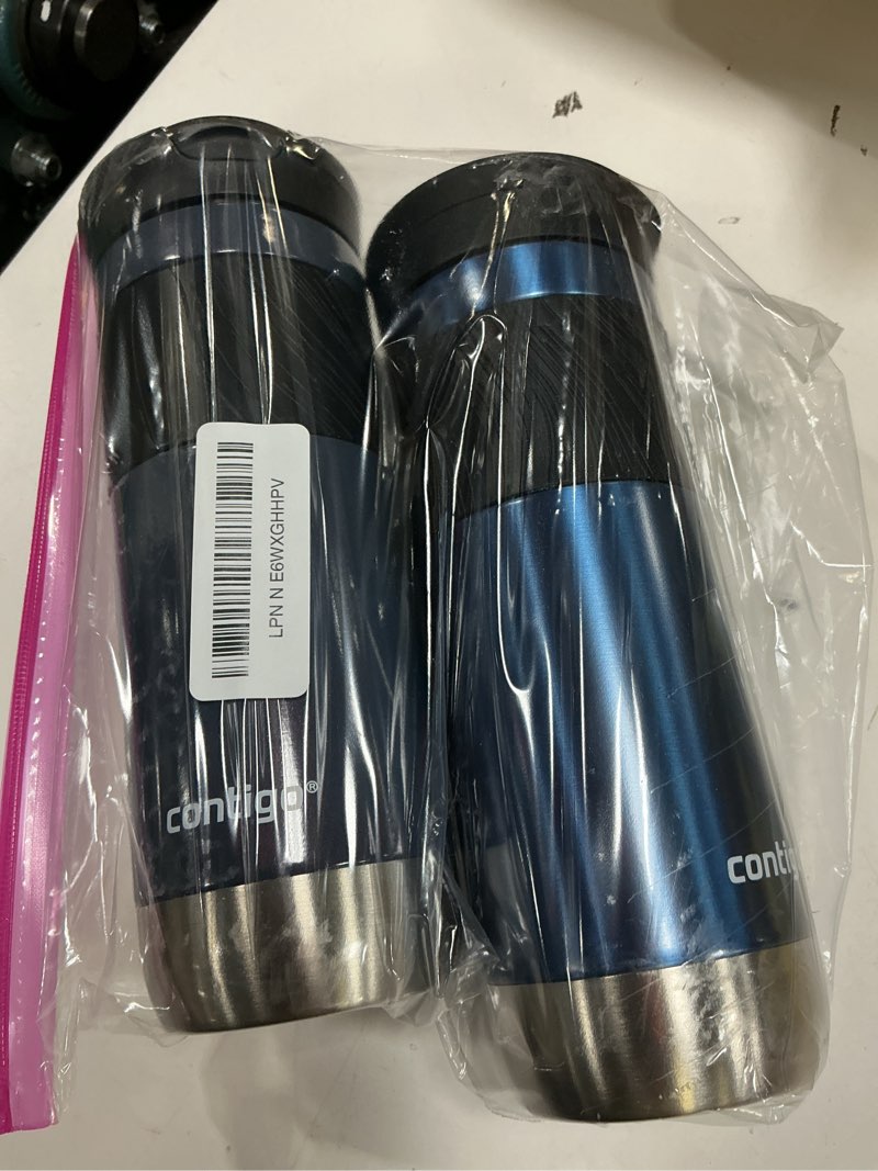 Condition photo showing As Is for contigo snapseal insulated stainless steel travel mug with grip 20oz. blue corn transparent satin & midnight berry blue corn/midnight berry 20 oz (pack of 2)
