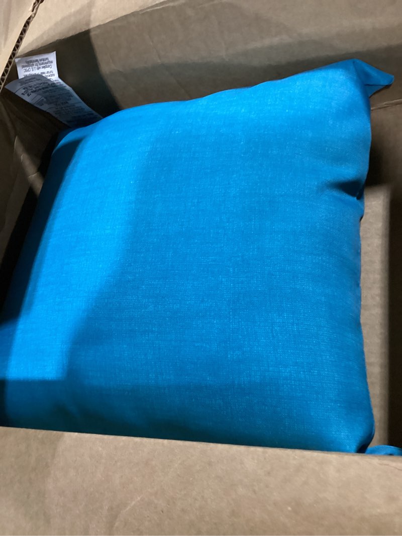 Condition photo showing Good Condition for arden outdoor toss pillow, 16 x 16, rain-proof, fade resistant french blue