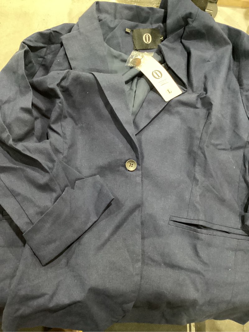Condition photo showing Good Condition for idealsanxun linen blazer women 3/4 sleeve lightweight spring summer blazer jackets large dark blue