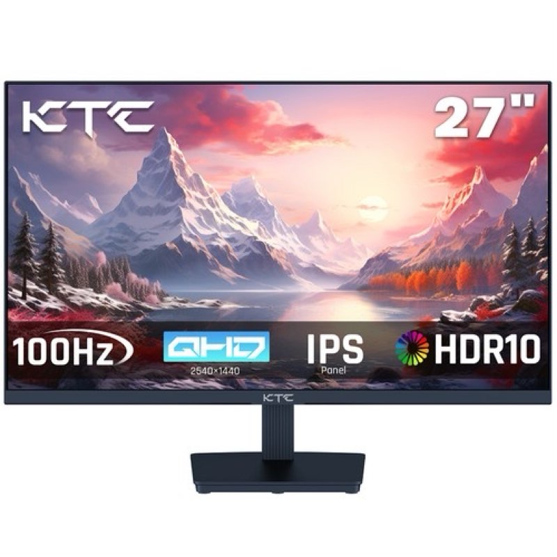 KTC H27T27 Gaming Monitor, 27-inch 2560x1440 QHD IPS Screen, 100Hz Refresh Rate, HDR10, 1ms Response Time, Adaptive-Sync, Low Blue Light & Flicke...