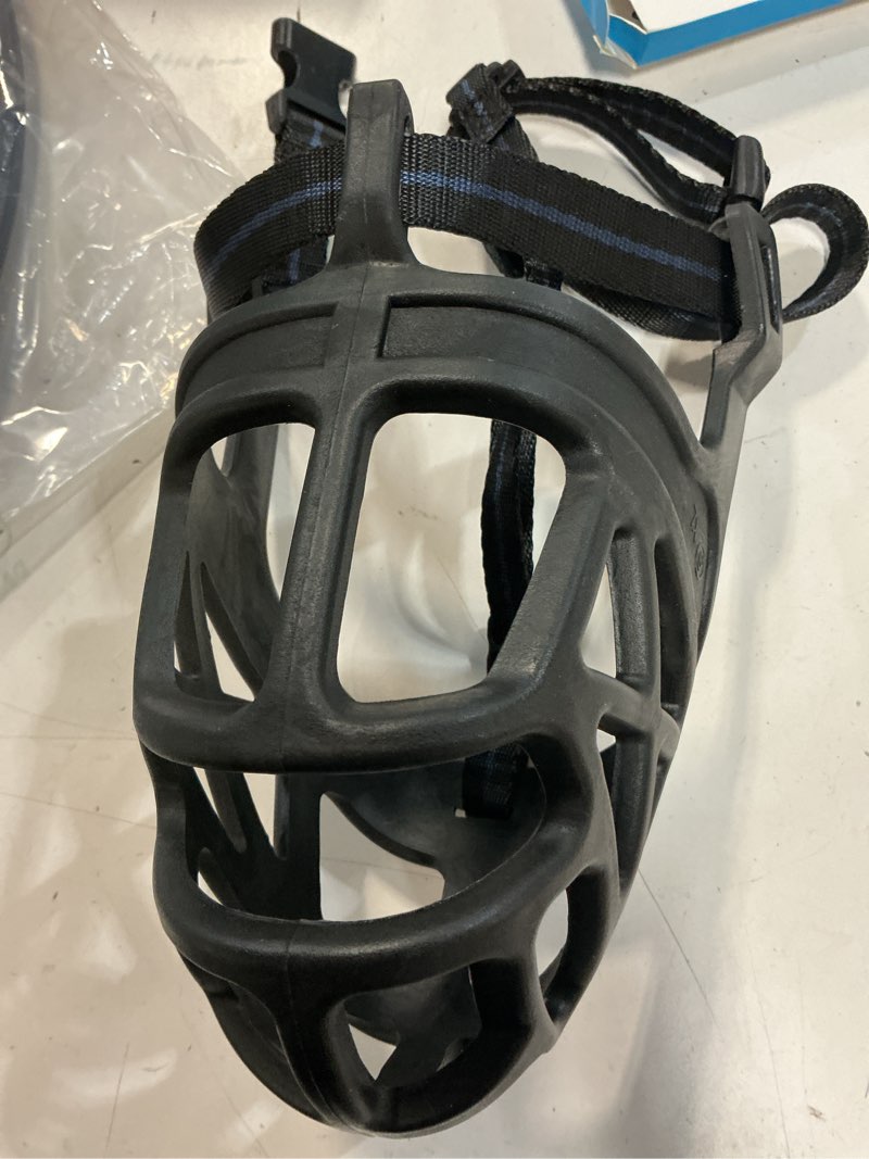 Condition photo showing Good Condition for barkless dog muzzle, basket muzzle for biting, chewing and scavenging, humane cage mouth cover, perfect for grooming and training large aggressive reactive dogs (xl, black) black xl