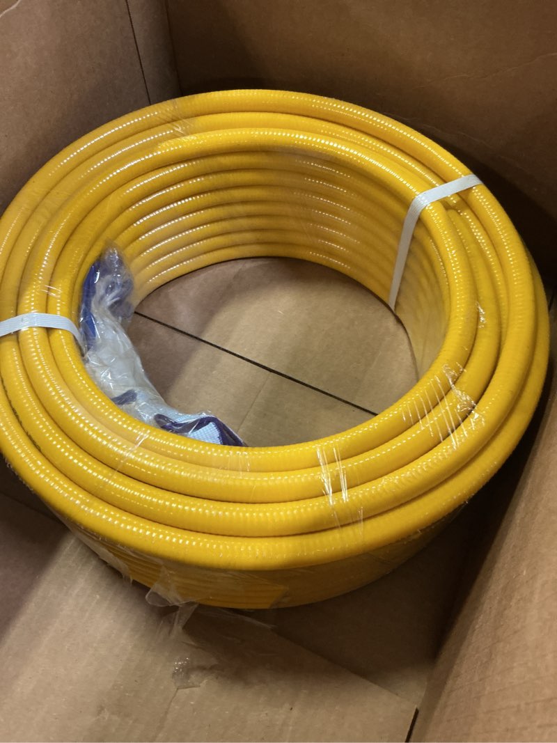 Condition photo showing New/Like New for CSST Gas Line 102Ft 1/2'', Professional Underground Flexible Gas Line with 2 Brass NPT Fittings & Gloves, Contractor-Grated Stainless Steel Propane Hose for Grill, Heater, RV Conversion