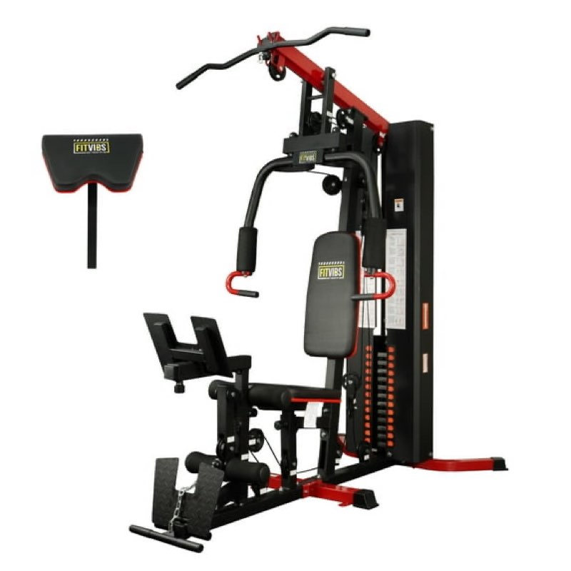 incomplete only box 1*flexwave lx770 multifunctional full home gym system workout station with 160 lbs weight stack, one station with leg training pedal, comes with installation instruction video, ships in 5 boxes