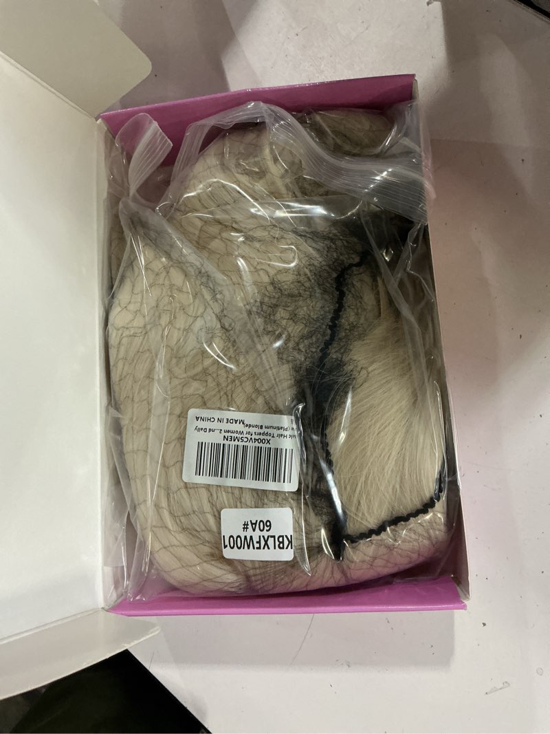 Condition photo showing New/Like New for isaic 24 inch synthetic hair toppers for women with thinning hair, clip in crown topper hair extensions with adjustable bandage, layered wiglet for natural coverage (platinum blonde) 24 inch platinum blonde