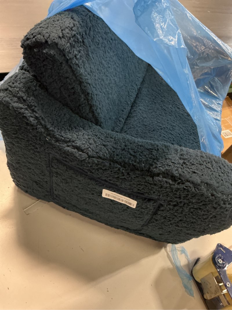 Condition photo showing Good Condition for momcaywex kids sofa, 2-in-1 flip-out foam couch with soft sherpa cover, cozy play lounge chair, dark blue dark blue medium
