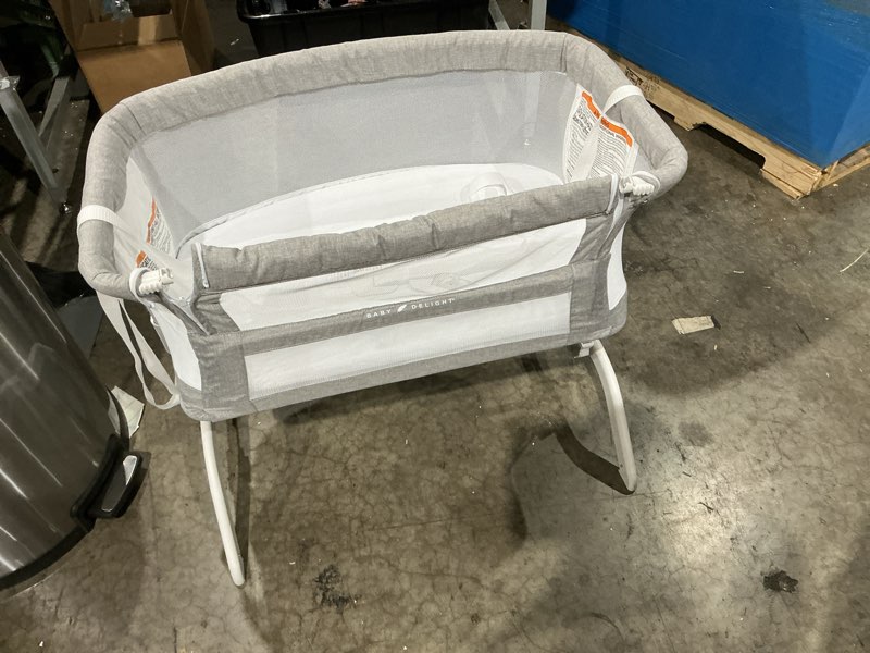 Condition photo showing As Is for baby delight beside me serenity bassinet and bedside sleeper, pebble grey