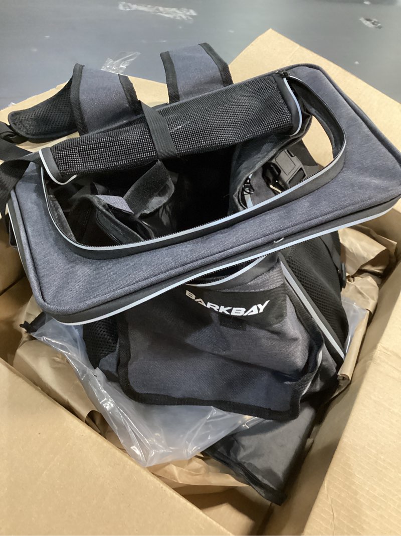 Condition photo showing Good Condition for Dog Bike Basket Carrier, Expandable Foldable Soft-Sided Dog Carrier, 2 Open Doors, 5 Reflective Tapes, Pet Travel Bag,Dog Backpack Carrier Safe and Easy for Small Medium Cats and Dogs(Black)