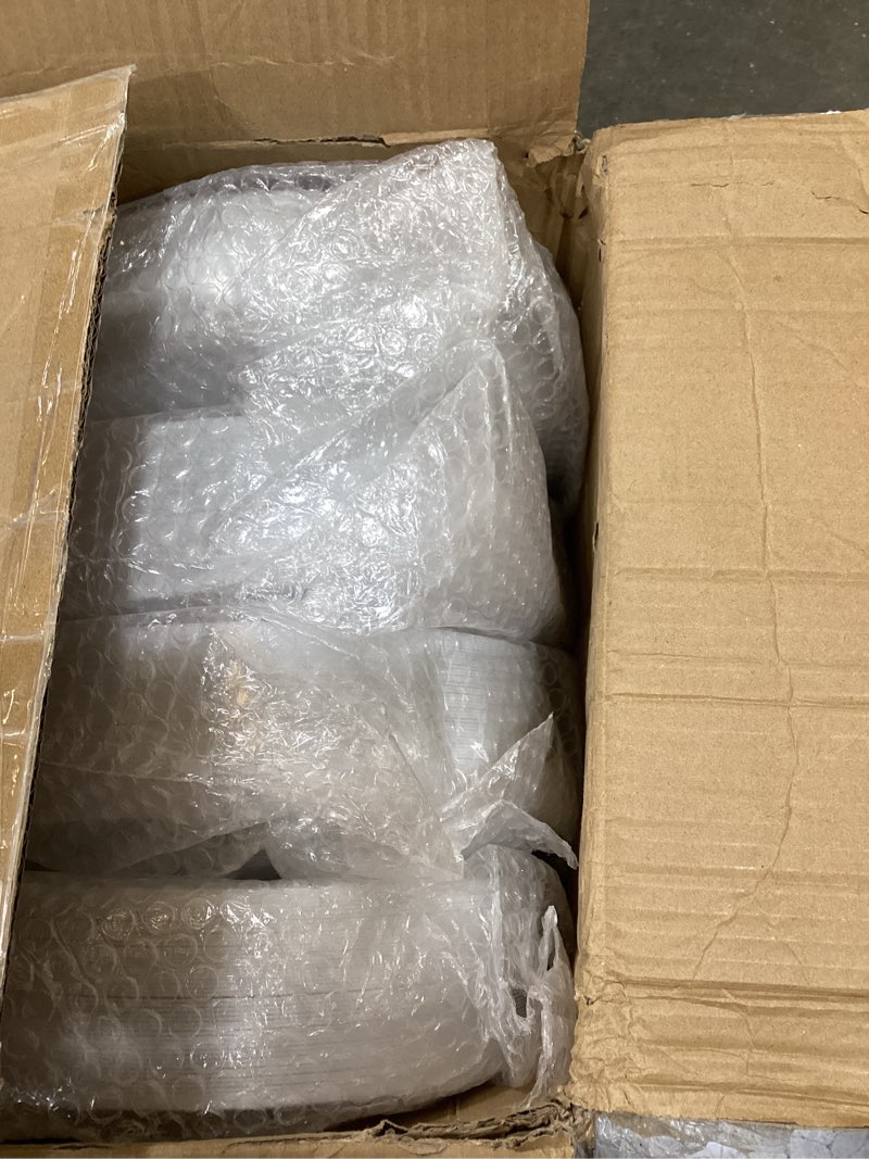 Condition photo showing Good Condition for jolly chef 200 pieces gold plastic plates, 10 inch elegan disposable plates white plate with gold rim,plastic plates for christmas?birthdays and weddings gold-200