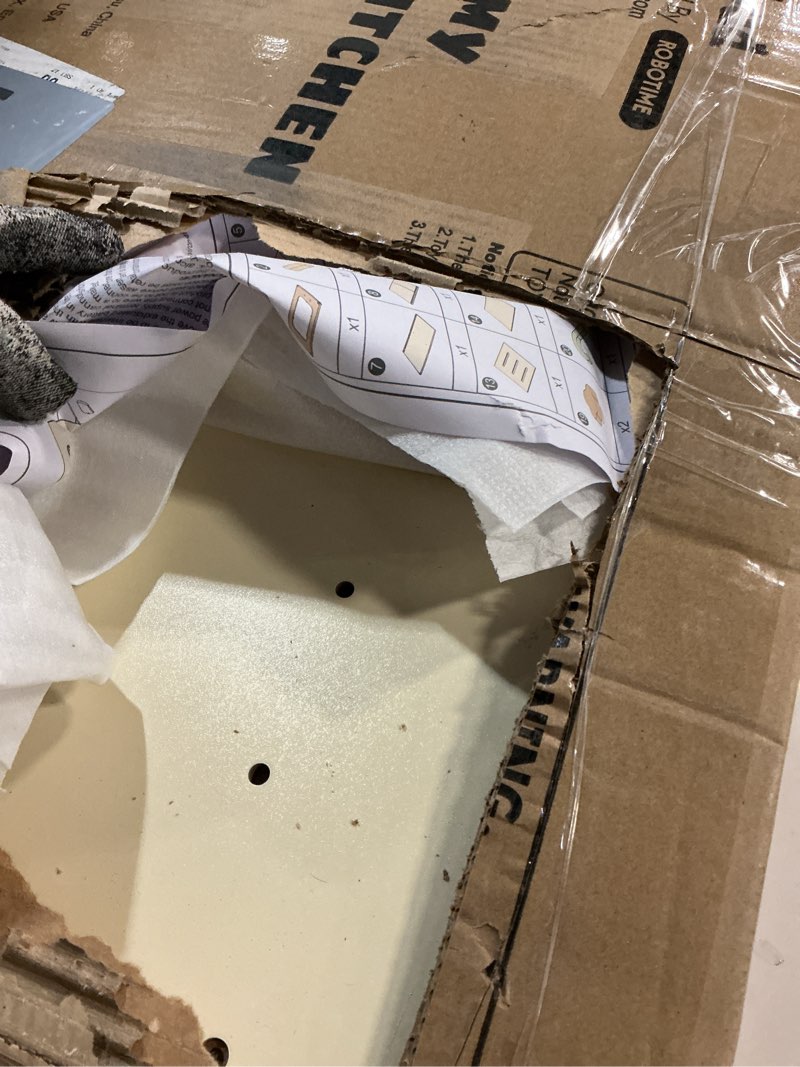 Condition photo showing Good Condition for ROBOTIME Kids Play Kitchen Set - Rustic Wooden Kitchen Sets, Pretend Play Kitchen with Leaf Light String, Apron, and Groves, for Toddlers 3+ (Rustic Style) Toy Kitchen