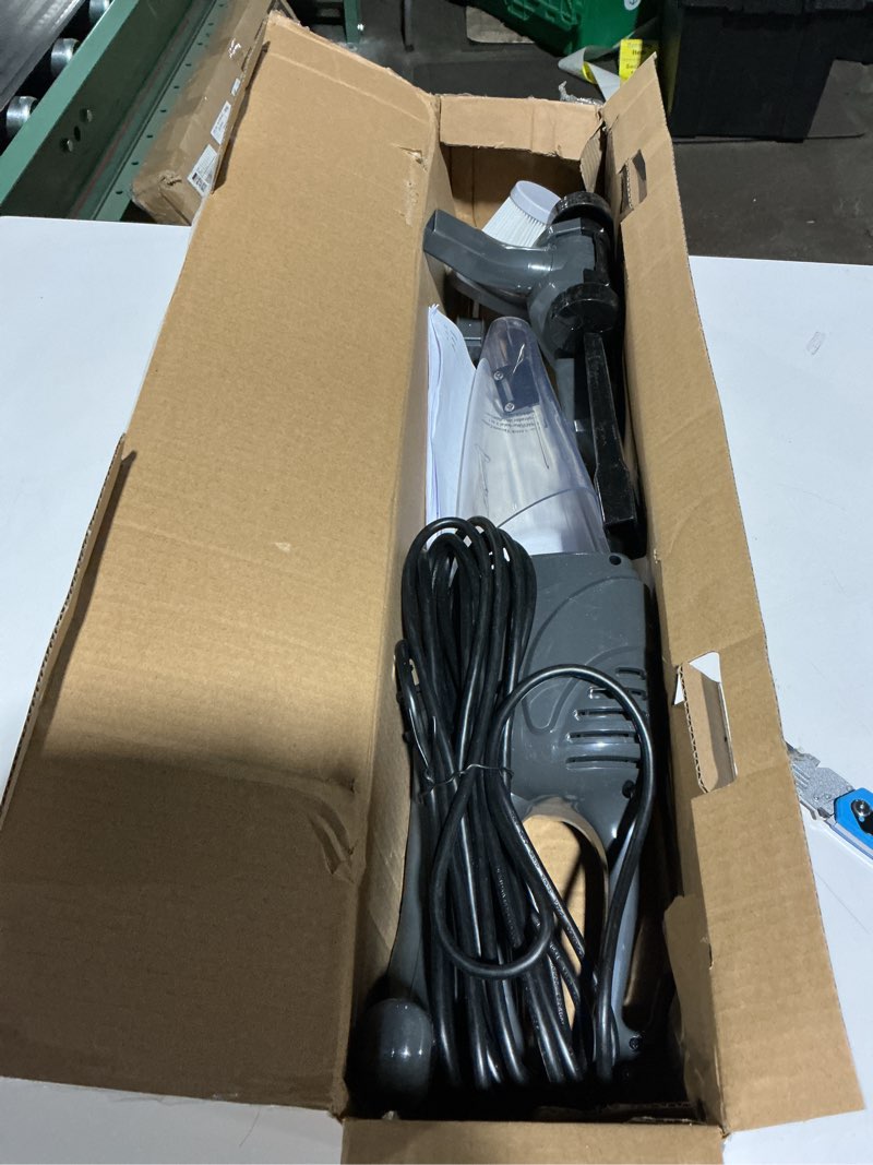 Condition photo showing As Is for Amazon Basics 2-in-1 Corded Stick Vacuum Cleaner, Converts to Handheld, Lightweight (3.9 LBS), with Washable Filter, Crevice Tools, 0.5L Dust Cup, Self-Standing, 19.7-Ft Cord, 300W, Black