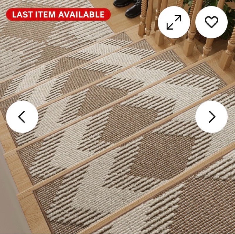 padoor 15pc stair-treads non slip, 3d peel and stick stair treads 15pc, brown