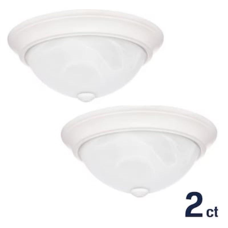  project source 13-in white indoor 2 -light flush mount light with alabaster glass 2 -pack