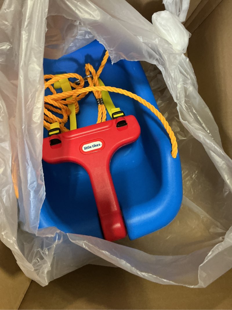 Condition photo showing Good Condition for little tikes 2-in-1 snug  n secure blue swing for baby and toddlers  ages 9 months - 4 years