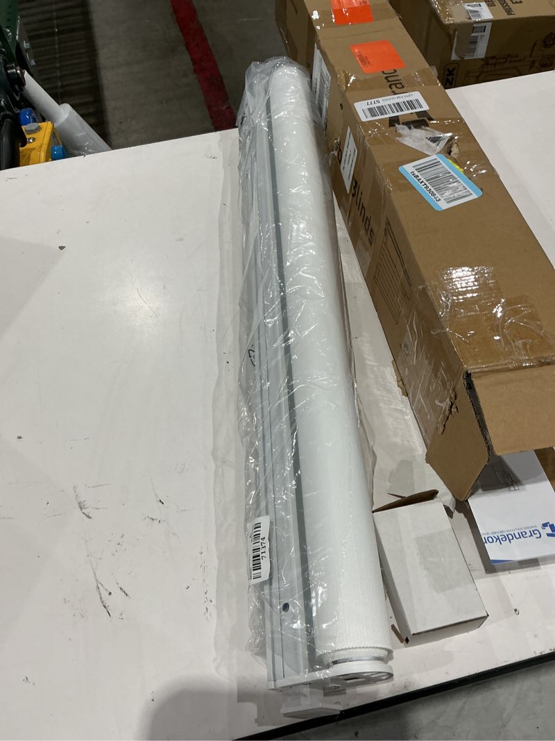 Condition photo showing Good Condition for grandekor no drill cordless zebra blinds, dual layer light filtering day & night roller shades, inside mount free-stop privacy window shades for home, easy install(30" w x 64" h, white) white - no drill 30"w x 64"h