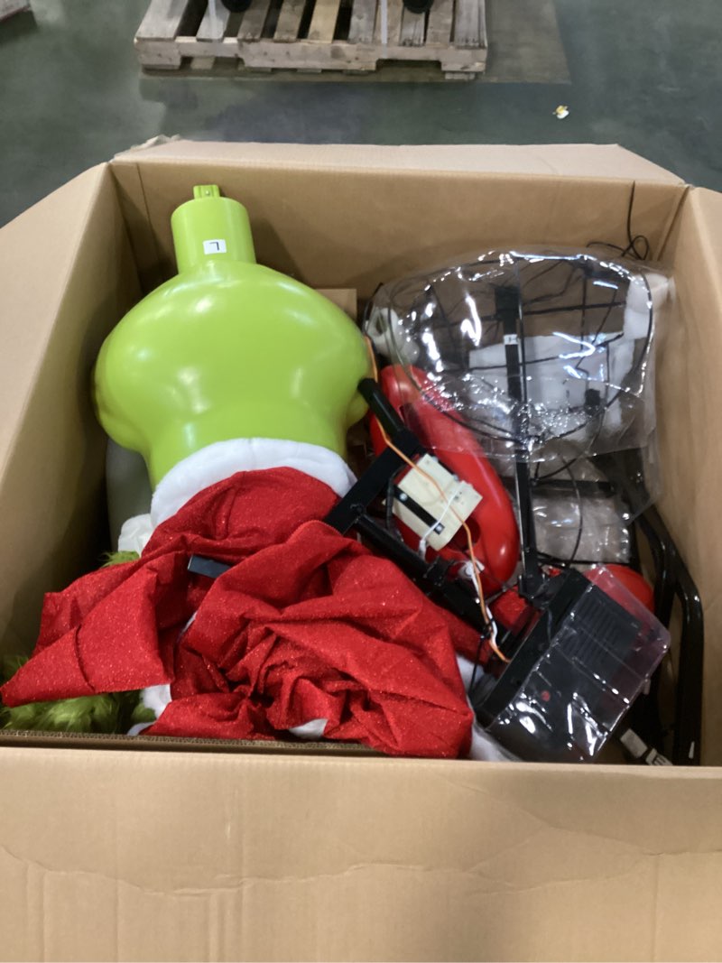 Condition photo showing As Is for DR SEUSS 9FT ANIMATED THE GRINCH IN SANTA SUIT CHRISTMAS ANIMATRONIC