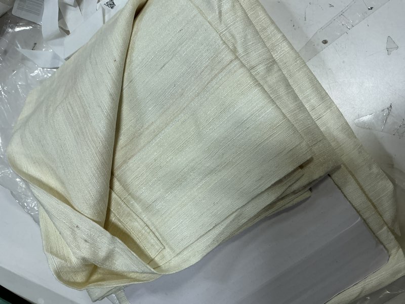 Condition photo showing Good Condition for quince, european linen room darkening curtain 48”x108”/ivory(one-panel)