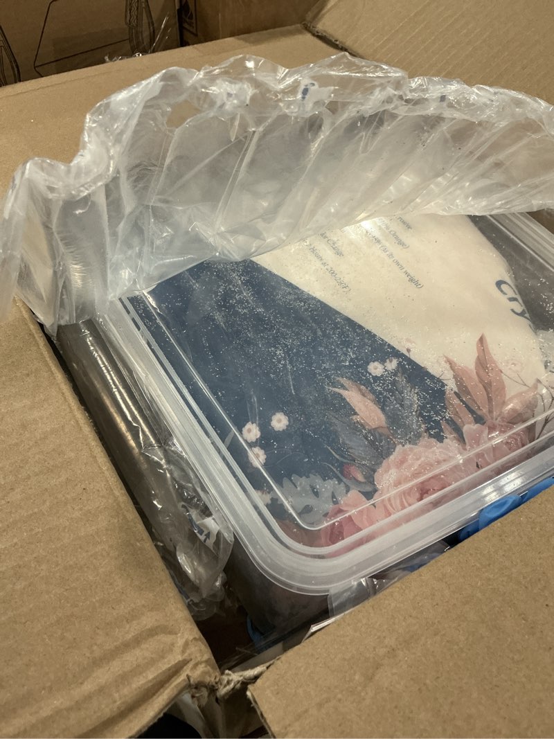 Condition photo showing As Is for 10.4 lbs silica gel flower drying crystals, reusable color indicating flower drying silica with airtight container and brush, diy wedding bouquet flower preservation kit, fine bead size<1mm 10.4lb&container