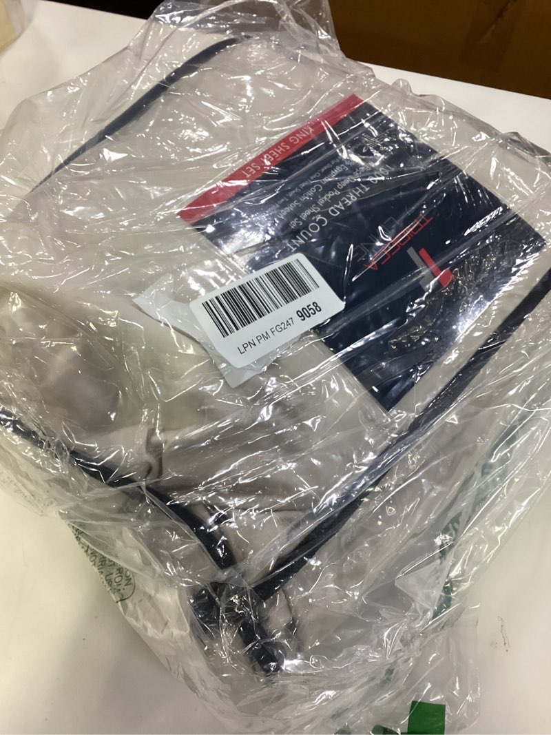 Condition photo showing As Is for Tribeca Living 1000 Thread Count Egyptian Cotton Sheets King Size - Silky Smooth Sateen Weave for Luxurious Sleep - 22 Inch Deep Pocket 4-Piece Set in Sand Sand King