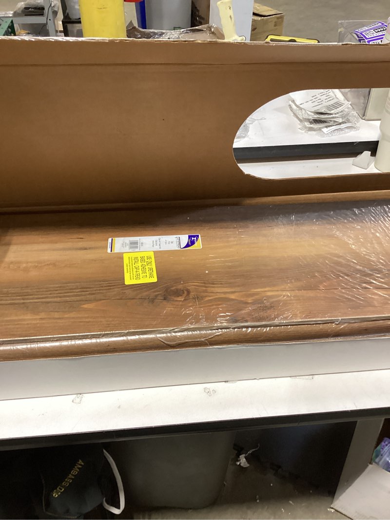 Condition photo showing Good Condition for Cap A Tread Vintage Java Scraped Oak 47 in. Length x 12-1/8 in. Deep x 1-11/16 in. Height Laminate to Cover Stairs 1 in. Thick, T2-4570 - 1 Cap.