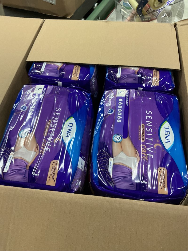 Condition photo showing New/Like New for TENA Sensitive Care Overnight Incontinence Underwear for Women, Large, 64 Count (New Sizing) Large 64