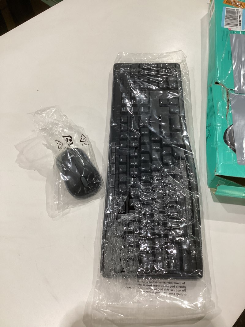 Condition photo showing As Is for logitech mk270 wireless keyboard and mouse combo for windows, 2.4 ghz wireless, compact mouse, 8 multimedia and shortcut keys, 2-year battery life, for pc, laptop - black, not tested