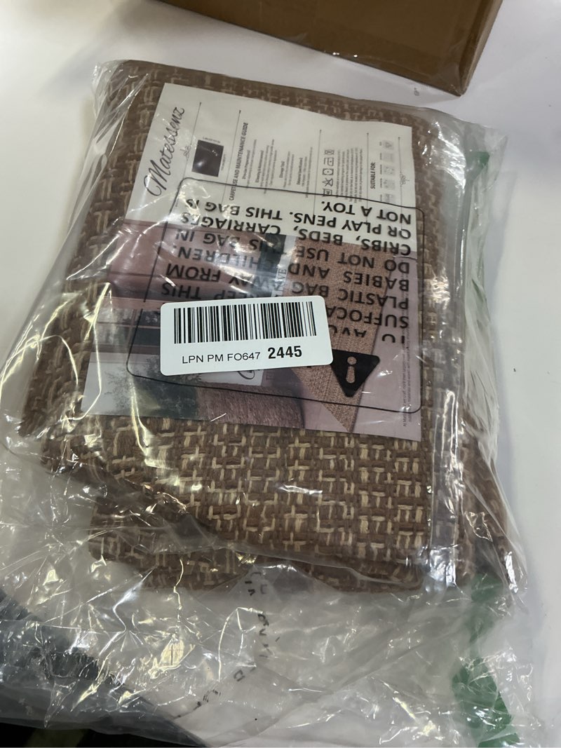 Condition photo showing Good Condition for Front Door Mat Outside Entrance, 27.5"x43" Front Porch Rug, Light Taupe Brown Area Rug for Front Porch Decor,Front Door, Farmhouse Decor, Washable Cotton Blend, for All-Season Use Light Brown 27.5"x43"