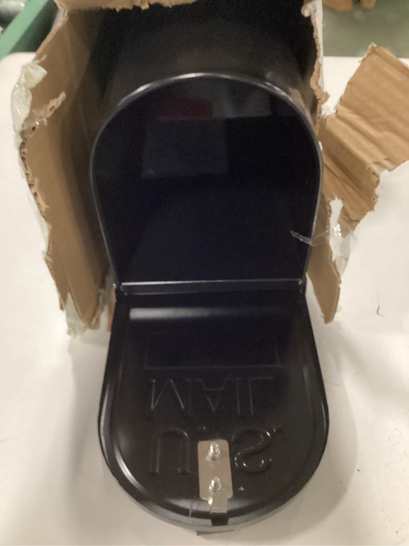 Condition photo showing As Is for Black Metal Mailboxes for Outside Post Mount, Standard Mail Box, Galvanized Steel Heavy Duty Mailbox, Medium Capacity, 19 x 8.7 x 6.7 inches