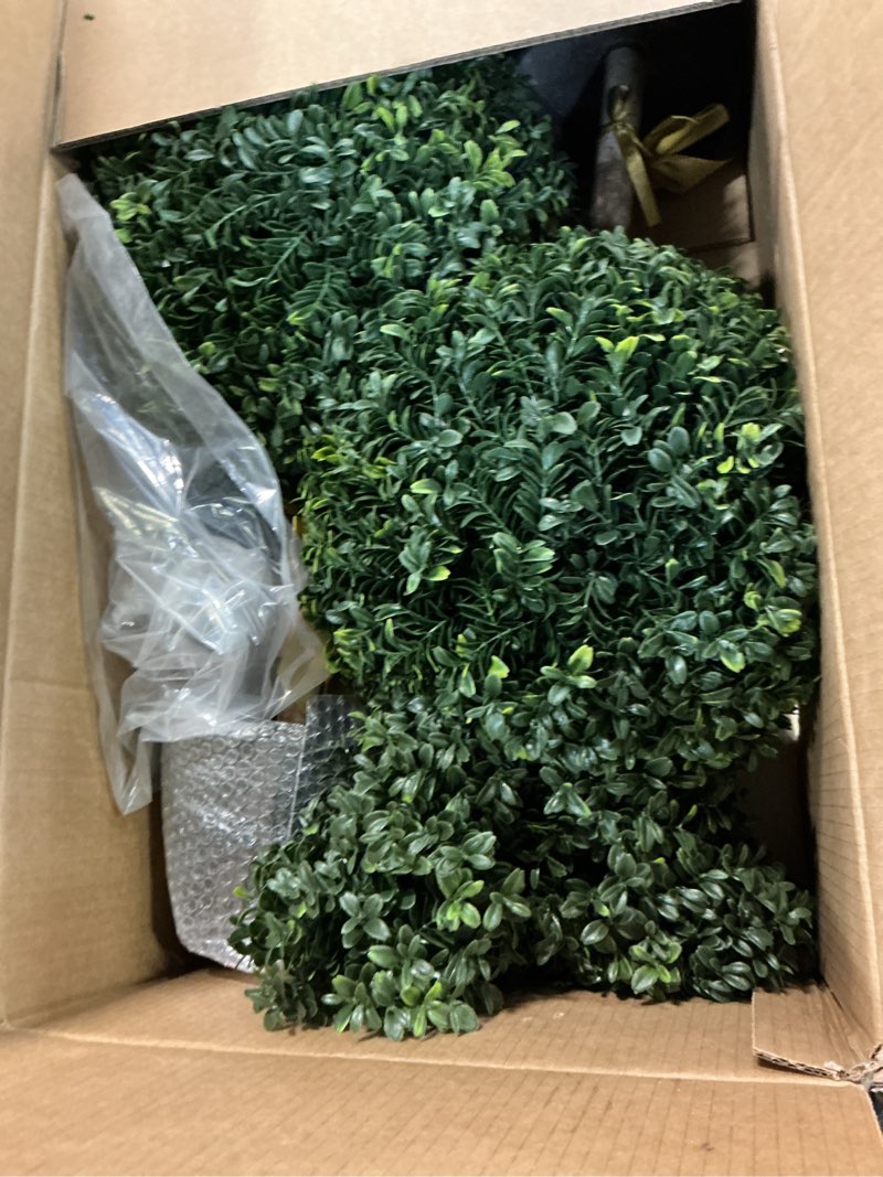 Condition photo showing Good Condition for 30'' artificial bunny-shaped topiary tree pot uv-resistant bowknot faux boxwood topiaries plant for porch decor outdoor/indoor 2 pack