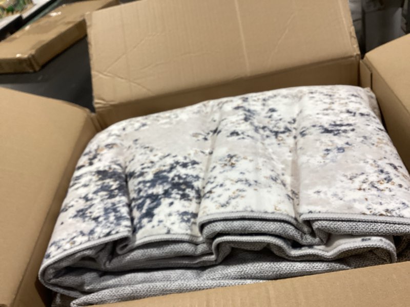 Condition photo showing Good Condition for area rug living room rugs - 8x10 abstract large soft indoor washable rug neutral modern low pile carpet for bedroom dining room farmhouse home office - beige blue beige blue 8' x 10' (rectangular)