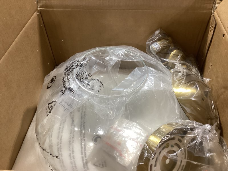 Condition photo showing Good Condition for 14" Globe Pendant Light Contemporary Globe Pendant Lights Kitchen Island 3 Light Gold Mid Century Pendant Light Clear Glass with Brass Finish Adjustable Hanging Light Fixture for Dining Room Clear & Brass 14inch