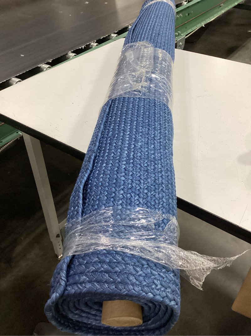 Condition photo showing As Is for 5'x7' natural woven rectangular braided outdoor area rug heathered blue - threshold ?