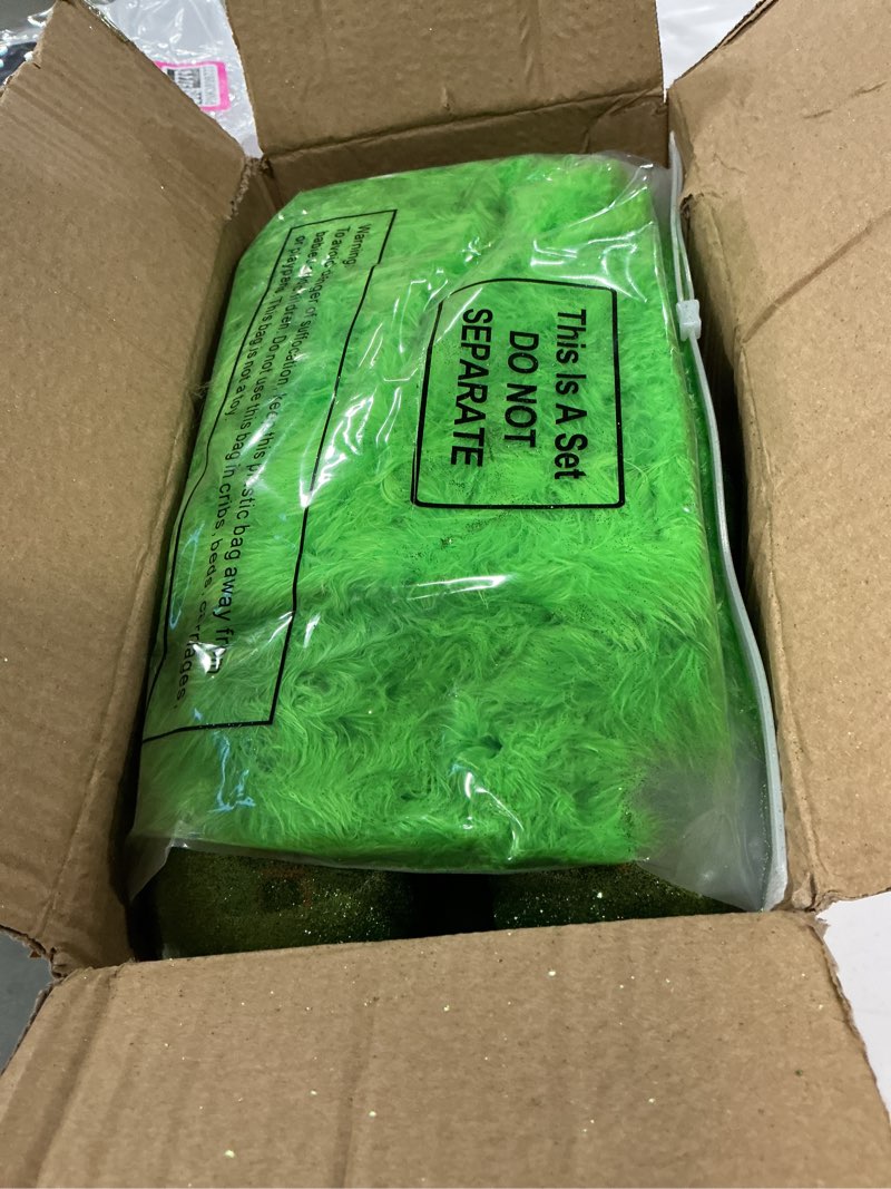Condition photo showing Good Condition for Bucherry 24 ft Christmas Garland and 24 Pcs Lime Green Furry Christmas Ball Ornaments for Xmas Tree Decorations Hanging Garland Faux Feather Decorations for Holiday Indoor and Outdoor Party Supplies