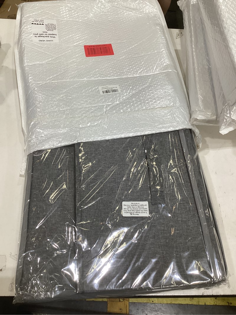 Condition photo showing New/Like New for collapsible storage bins for home organization,grey storage bins waterproof fabric foldable organizer boxes [3 pack], 17.72in x 13.78in x 10.24in (45cm x 35cm x 26cm) large
