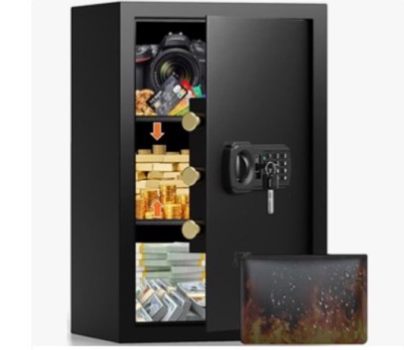 21.65"h large safe box for home, 5.0 cu ft anti-theft safe with a4 fireproof bag, steel security saf