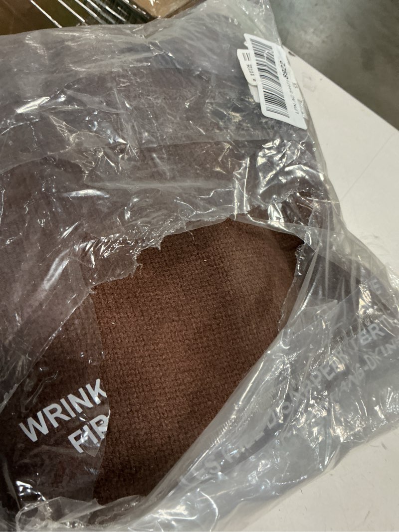 Condition photo showing As Is for SUUKSESS Women Cashmere Blend Oversized Crew Neck Long Sleeve Pullover Sweaters Cocoa Brown Small