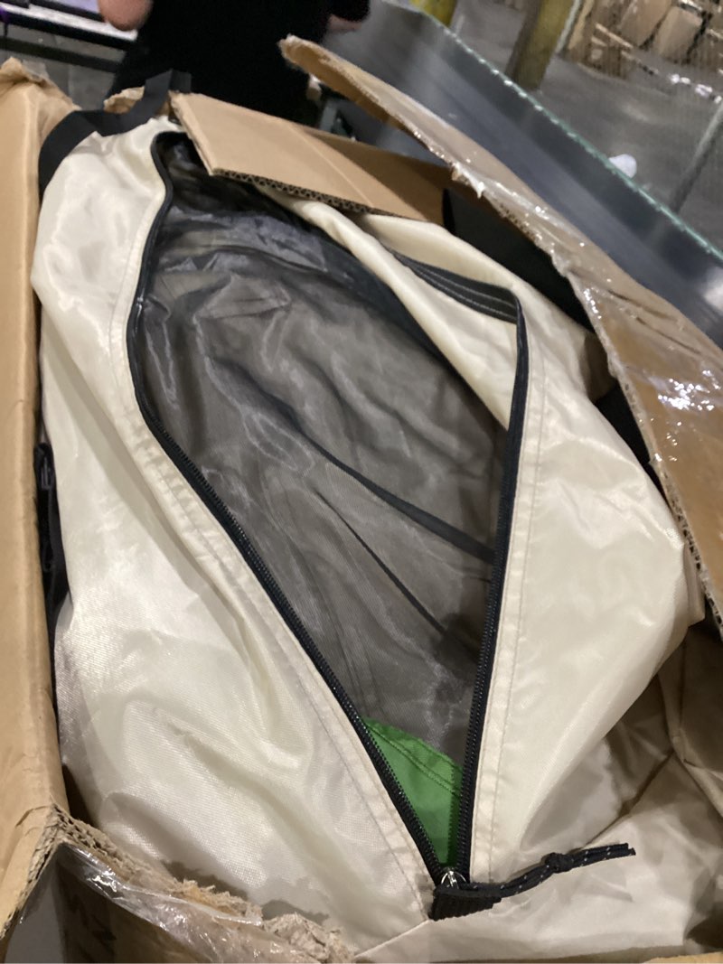 Condition photo showing Good Condition for 16.5 ft canvas bell tent, large yurt tent with stove jack | 4 seasons tent for camping with 8 mesh windows, removable floor, 55" high wall, large space, waterproof, glamping hot tent