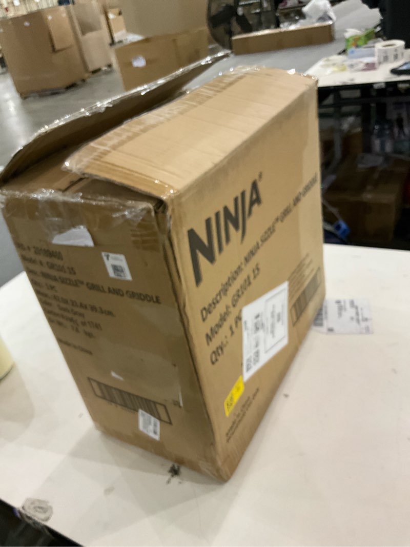 Condition photo showing As Is for Ninja Griddle and Indoor Grill, 14’’, Electric Grill, For Steak, Burgers, Salmon, Veggies, and More, Pancake Griddle, Nonstick, Dishwasher Safe, 500F, Even Cooking, Silver, GR101