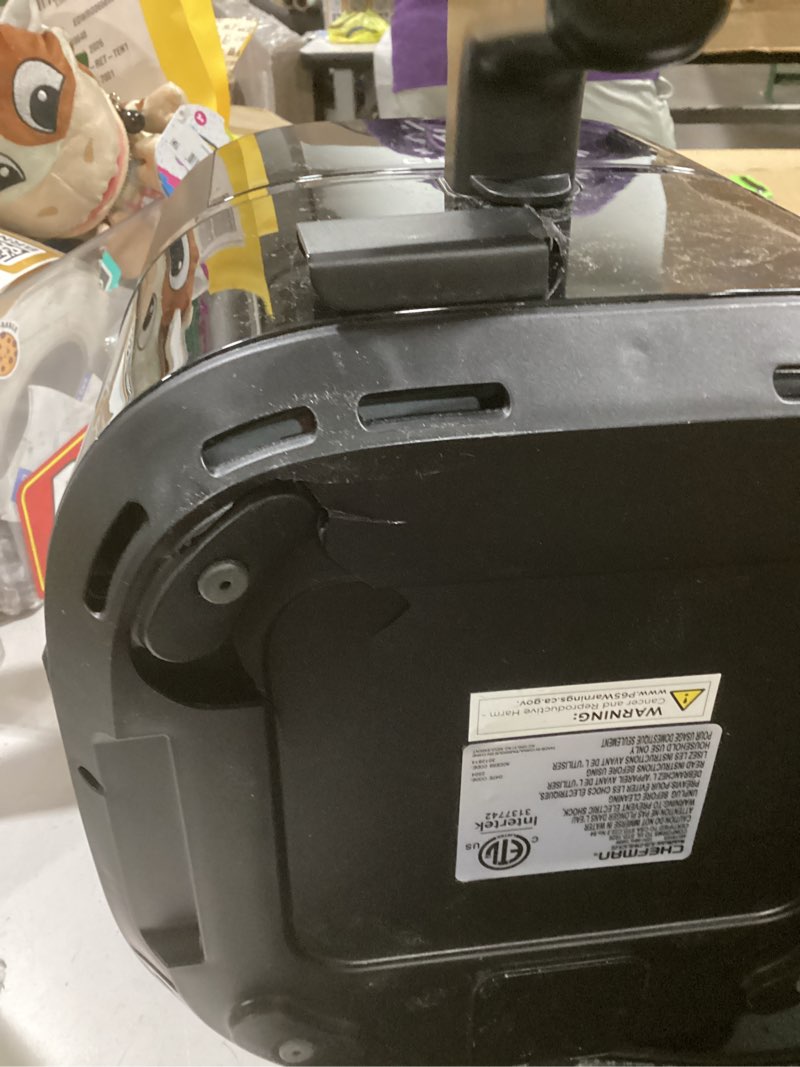 Condition photo showing As Is for chefman air fryer – 4 qt compact airfryer for quick & easy meals, features hi-fry technology for extra crisp, easy-view window, touch controls with 4 presets, nonstick & dishwasher safe basket - black 4 quart - window