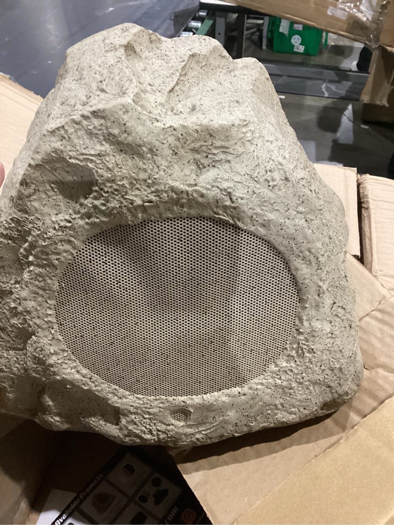 Condition photo showing Good Condition for theater solutions 2r6s outdoor sandstone 6.5" rock 2 speaker set for deck pool spa yard garden 6.5 in