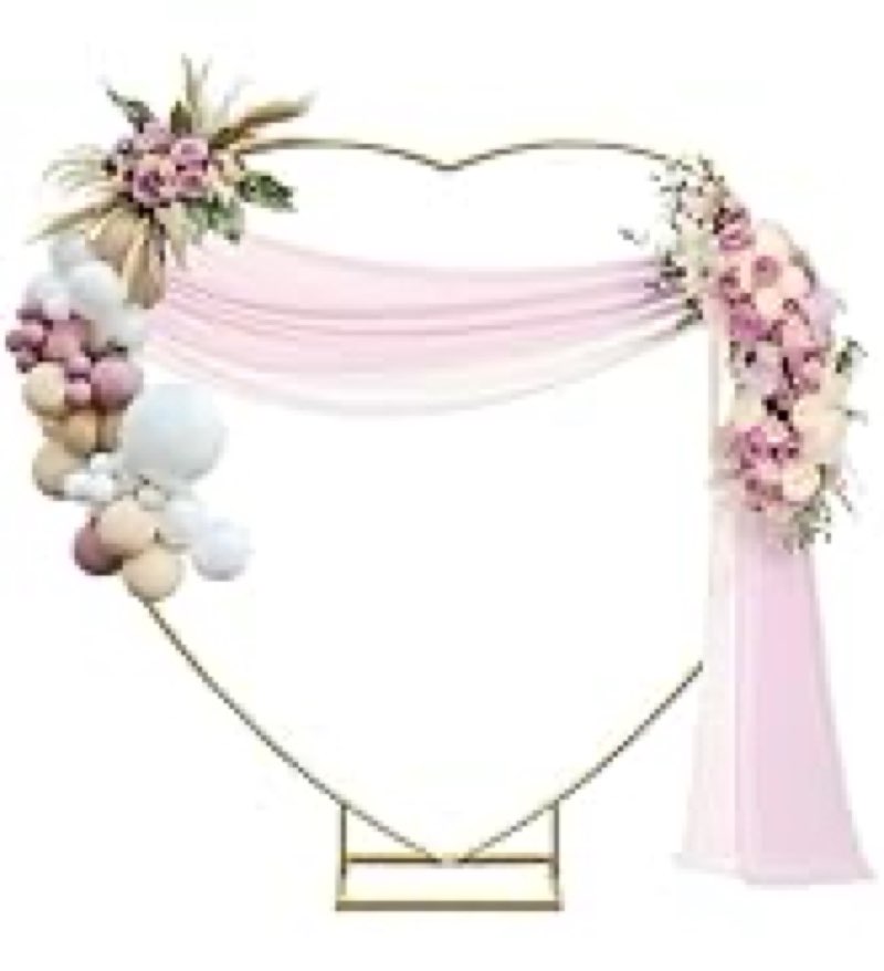 Large Size Metal Balloon Arch Kit, Wedding Heart Arch Stand, Love Balloon Column Arch Frame for Wedding, Bridal, Valentine's Day, Engagement and Birthday Party Supplies (Gold)