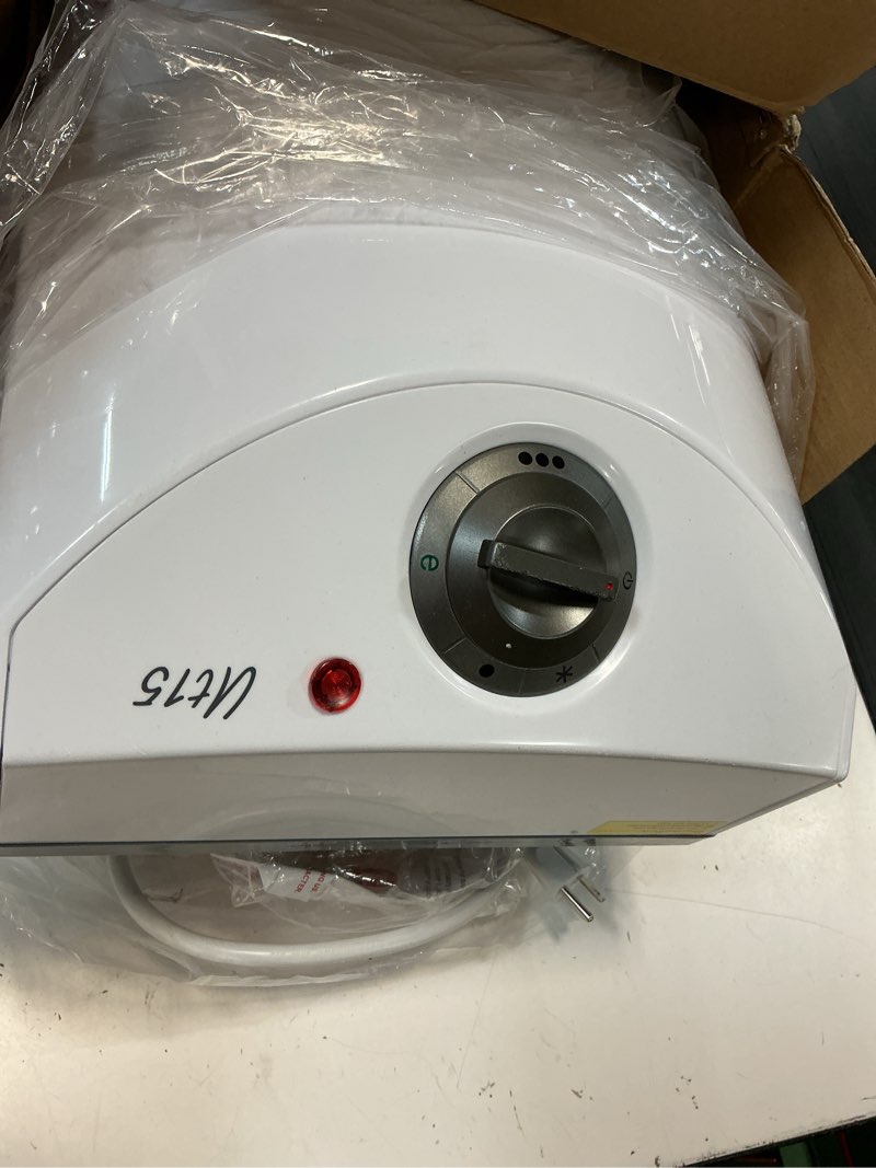 Condition photo showing As Is for thermoflow electric mini tank water heater, 4.0 gallon 120v corded under sink small hot water heater for point of use instant hot water 4.0 gallons