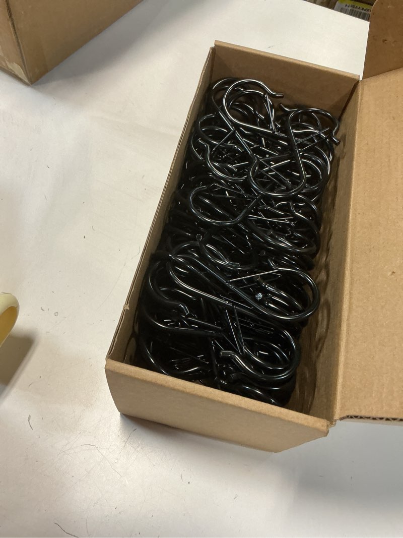 Condition photo showing New/Like New for 100pcs s hooks for hanging hanger,purse hooks hanging bag hanger,3.5-inch heavy duty metal s hook with safety buckle metal s shaped hooks for home kitchen closet organizer,suitable for 0.5 inch rods